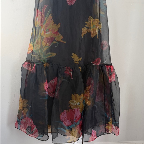 NWT Staud floral print sheer lined shirt sleeve hi neck maxi dress sz S - Picture 4 of 11